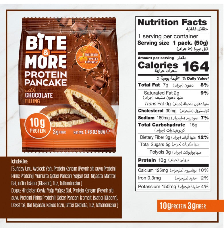 Bite & More Protein Pancake Çikolata 12 Adet x 50 Gram