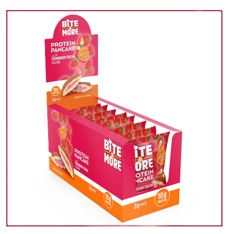 Bite & More Protein Pancake Strawberry Cream 12 Adet x 50 Gram