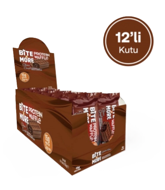 Bite More Proteinli Waffle Çikolata Kremalı Kakaolu 55 g 12 Adet